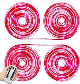 img 4 attached to 🎄 Christmas Candy Rope Lights - 65.6 Ft Tube with 200 LEDs Fairy Lights, 8 Modes, Indoor/Outdoor Party Decorations - 2 Packs (32.8ft/Pack)