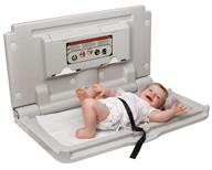 👶 horizontal fold down diaper changing table with safety strap - ideal for commercial bathrooms by alpine industries, wall mounted baby changing station логотип