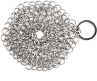 gainwell stainless steel chainmail scrubber for effortless steel cast iron cleaning - 4in size logo