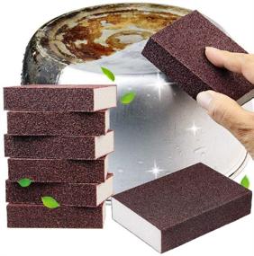 img 4 attached to 🧽 Qovydx 10-Piece Carborundum Sponge Nano Emery Sponges Pot Clean Brush Rust Eraser Grit Scouring Pads for Quick Pot Cleaning