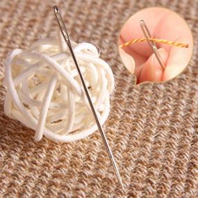 img 1 attached to 🧵 Convenient Bundle: Large-eye Hand Sewing Needles 2.3 inches (60mm) 5 pcs + Big Eye Stitching Needles 2 inches (52mm) 10pcs with Storage Tube