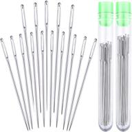 🧵 convenient bundle: large-eye hand sewing needles 2.3 inches (60mm) 5 pcs + big eye stitching needles 2 inches (52mm) 10pcs with storage tube logo