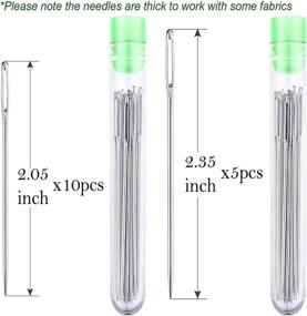 img 3 attached to 🧵 Convenient Bundle: Large-eye Hand Sewing Needles 2.3 inches (60mm) 5 pcs + Big Eye Stitching Needles 2 inches (52mm) 10pcs with Storage Tube