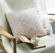 🧶 anduuni decorative cotton knitted double cable throw pillow cover - soft sweater cushion case for beautiful home décor logo