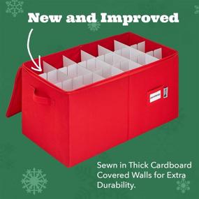 img 2 attached to 🎄 Christmas Ornament Storage Container with Dividers: 54 - 4" Ornament Box - Holiday Décor Organizer Bin (Red)