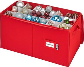 img 1 attached to 🎄 Christmas Ornament Storage Container with Dividers: 54 - 4" Ornament Box - Holiday Décor Organizer Bin (Red)
