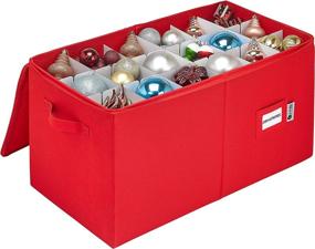 img 4 attached to 🎄 Christmas Ornament Storage Container with Dividers: 54 - 4" Ornament Box - Holiday Décor Organizer Bin (Red)