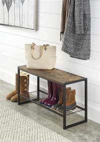 img 3 attached to 🛋️ Brown Modern Industrial Entryway Bench with Shoe Storage by Whitmor