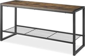 img 4 attached to 🛋️ Brown Modern Industrial Entryway Bench with Shoe Storage by Whitmor