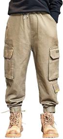 img 4 attached to 👖 Rolanko Boys' Cargo Pants: Casual Kids Joggers with Elastic Waist, Perfect for Outdoor Hiking, Baggy Trousers, 4-14 Years