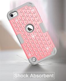 img 3 attached to 📱 Hocase Pink/Gray iPod Touch Case for A2178, A1574, A1509, A1421 - Shockproof Hybrid Glitter Protective Cover with Silicone Rubber and Hard Plastic - 7th/6th/5th Generation-Compatible