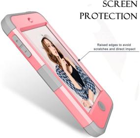 img 2 attached to 📱 Hocase Pink/Gray iPod Touch Case for A2178, A1574, A1509, A1421 - Shockproof Hybrid Glitter Protective Cover with Silicone Rubber and Hard Plastic - 7th/6th/5th Generation-Compatible