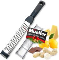 🧀 mueller ultra citrus zester &amp; cheese grater - versatile tool for parmesan cheese, fruits &amp; vegetables - razor-sharp 18/10 stainless steel blade - dishwasher safe logo
