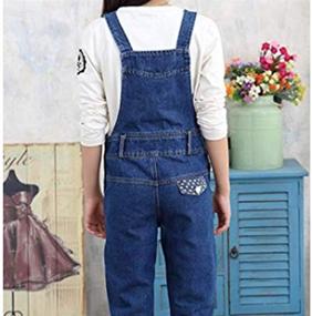 img 2 attached to 👧 Джинсовый комбинезон для девочек Digirlsor с регулируемыми лямками темно-синего цвета, длинный, средства для переноски зерна, из джинсы, для детей от 3 до 12 лет: стильная и практичная мода для ваших малышей