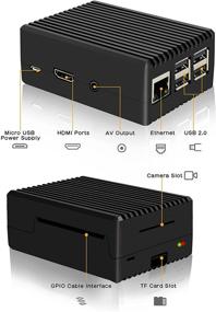 img 3 attached to 🖥️ Футляр Geekworm Raspberry Pi 3 B+ - Надежный алюминиевый корпус с радиатором для моделей Raspberry Pi 3B+/3B Type B - черный (P252)