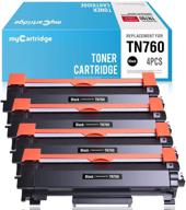 🖨️ mycartridge 4 pack compatible brother tn760 tn730 hl-l2350dw hl-l2395dw toner cartridge (with chip) - ideal for brother dcp l2550dw, hl-l2370dwxl, hl-l2390dw, mfc-l2710dw, mfc-l2750dw, hl-l2370dw logo