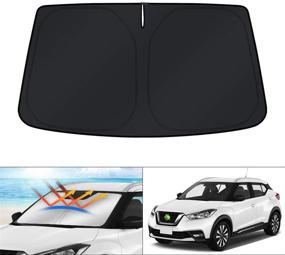 img 4 attached to KUST Windshield Sun Shade for 2021 2020 Nissan Kicks: Ultimate Sun Visor Protector for Cooler Car Interiors & UV Rays Blockage