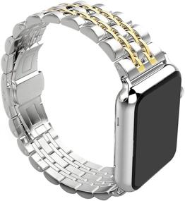 img 2 attached to 📿 Ремешок из нержавеющей стали ImmSss для Apple Watch Series 7 6 5 4 40 мм 44 мм / Series 3 2 1 38 мм 42 мм, совместимый запасной ремешок для женщин и мужчин