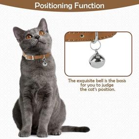 img 1 attached to PUPTECK Leather Cat Collars with Bells - 2 Pack: Soft Padded Safety Collar for Kittens, Puppies, Small Dogs & Cats