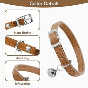 img 2 attached to PUPTECK Leather Cat Collars with Bells - 2 Pack: Soft Padded Safety Collar for Kittens, Puppies, Small Dogs & Cats