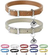 pupteck leather cat collars with bells - 2 pack: soft padded safety collar for kittens, puppies, small dogs & cats logo