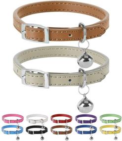 img 4 attached to PUPTECK Leather Cat Collars with Bells - 2 Pack: Soft Padded Safety Collar for Kittens, Puppies, Small Dogs & Cats