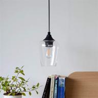 🔦 co-z modern industrial small glass pendant light: black metal accents & clear glass shade for kitchen, dining, bedroom & hallway logo