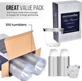 img 1 attached to 🥂 Stock Your Home Silver Rim 9 Ounce Clear Plastic Cups (100 Pack) - Party Perfection: Disposable, Reusable and Stylish Cups for Weddings, Parties and Everyday Use