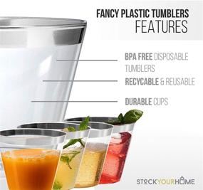 img 2 attached to 🥂 Stock Your Home Silver Rim 9 Ounce Clear Plastic Cups (100 Pack) - Party Perfection: Disposable, Reusable and Stylish Cups for Weddings, Parties and Everyday Use