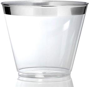 img 3 attached to 🥂 Stock Your Home Silver Rim 9 Ounce Clear Plastic Cups (100 Pack) - Party Perfection: Disposable, Reusable and Stylish Cups for Weddings, Parties and Everyday Use