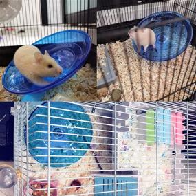 img 1 attached to 🐭 Durable 2-Pack Rat Flying Saucer Exercise Wheel & Wood Bridge Rainbow Climb – Silent Jogging Spinner for Mouse Hedgehog Chinchilla Pets Hamsters Gerbil Cage Toy