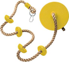 img 4 attached to CCTRO Climbing Rope with Platforms and Disc Swing Seat Green - Premium Playground Accessory Set in Vibrant Yellow