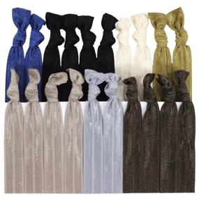 img 4 attached to 🏻 Kenz Laurenz Neutral Tones Hair Ties - No Crease Ponytail Holders, Elastic Styling Accessories - Ouchless Ribbon Bands for Pony Tail, Available in Various Pack Quantities (50 Pack)