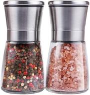 premium stainless steel salt and pepper grinder set - adjustable coarseness, refillable shakers for sea salt, black peppercorn, and spices (2 pcs) logo