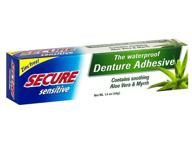 long-lasting denture adhesive: zinc-free, waterproof with aloe vera & myrrh - 12-hour strong hold - 1.4 oz logo
