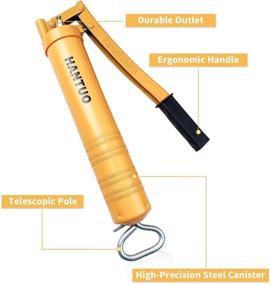 img 2 attached to 💪 HANTUO Lever Grip Grease Gun - 400cc Bulk & 14 Ounce Cartridge Loading - Max Pressure of 8,000 PSI - Includes 5.9-Inch Rigid Bent Spout