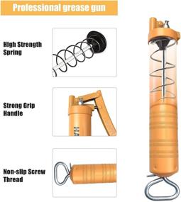 img 1 attached to 💪 HANTUO Lever Grip Grease Gun - 400cc Bulk & 14 Ounce Cartridge Loading - Max Pressure of 8,000 PSI - Includes 5.9-Inch Rigid Bent Spout