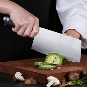 img 3 attached to 7 Inch Blade TENQUAN Chinese Cleaver Knife - High Carbon Stainless Steel 🔪 Meat, Vegetable, and Butcher Knife for Home, Kitchen, and Restaurant Use, German Anti-Rust Chef Knives