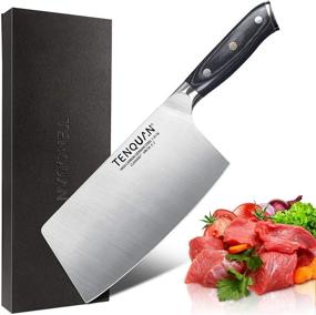 img 4 attached to 7 Inch Blade TENQUAN Chinese Cleaver Knife - High Carbon Stainless Steel 🔪 Meat, Vegetable, and Butcher Knife for Home, Kitchen, and Restaurant Use, German Anti-Rust Chef Knives