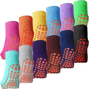 img 4 attached to Anti-Slip Child Crew Socks - 12 🧦 Pairs of Ankle Grip Socks for Boys and Girls