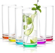 🥃 joyjolt highball glasses: set of 6 colored drinkware for cocktails, mixed drinks, water - stylish, festive design with in-glass coloring - 12oz logo