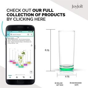 img 3 attached to 🥃 JoyJolt Highball Glasses: Set of 6 Colored Drinkware for Cocktails, Mixed Drinks, Water - Stylish, Festive Design with In-Glass Coloring - 12oz