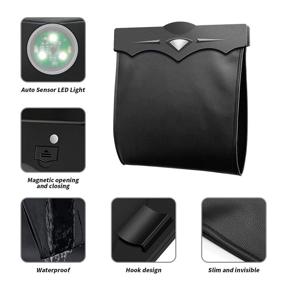 img 3 attached to 🚗 Waterproof Car Trash Bag with LED Light and Magnetic Organizer - Black