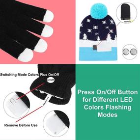 img 1 attached to 🎅 Light Up LED Christmas Hat and Gloves Set: Festive Xmas Beanie Knit Novelty Cap - Ugly Sweater Holiday Theme