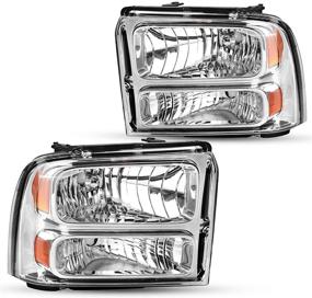img 4 attached to DWVO Headlights Assembly Compatible With 2005 2006 2007 Ford F250 F350 F450 F550 Super Duty/ 05 Ford Excursion Chrome Housing Clear Lens