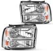 dwvo headlights assembly compatible with 2005 2006 2007 ford f250 f350 f450 f550 super duty/ 05 ford excursion chrome housing clear lens logo