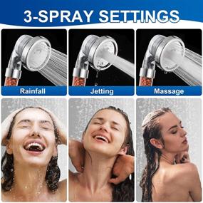 img 2 attached to 🚿 Luxsego 3 Settings Shower Head - High Pressure, Water Saving Showerhead with Filter Beads, Handheld Spray, Ecowater Spa Showerheads Including Hose and Bracket - Ideal for Dry Hair & Skin