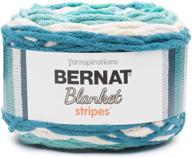 10.5 oz bernat blanket stripes yarn, teal deal - super bulky chunky, gauge 6 logo