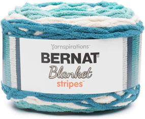 img 1 attached to 10.5 oz Bernat Blanket Stripes Yarn, Teal Deal - Super Bulky Chunky, Gauge 6