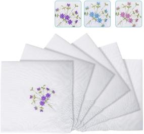 img 3 attached to Elegant Lace Handkerchiefs 🌸 Set: Luxurious Cotton Embroidery for Women